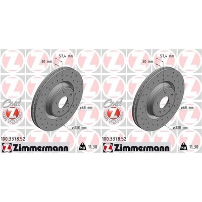 2x ZIMMERMANN SPORT BREMSSCHEIBEN 338mm GELOCHT VORNE passend für AUDI A4 A5 Q5