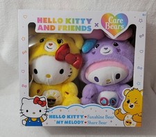 Hello Kitty x Care Bears My Melody Funshine Bear  Share Bear Plushies 2pk