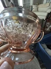 Vintage Sharon Cabbage Rose Pedestal  Pink Depression Glass  Sugar