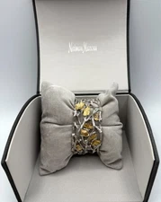 Michael Aram 18 Karat Yellow Gold + Sterling Silver 0.22ctw Diamond Bangle