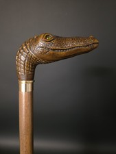 36" Antique Style Gator Head Walking Stick Cane