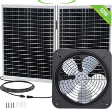 ECO-WORTHY 50W Solar Attic Fan Kit, 50W Foldable Solar Panel and 14" DC Fan with