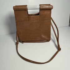 Borsa a tracolla Beis The cognac finto coccodrillo marrone borsa a tracolla borsetta manici trasparenti