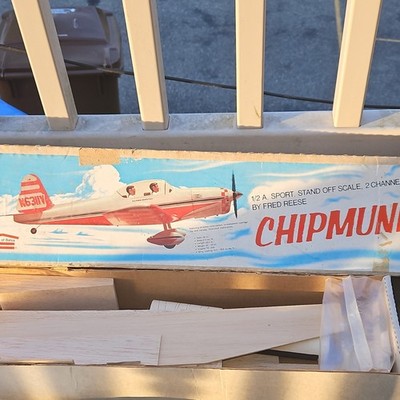 rare House of Balsa Chipmunk Sport Stand Off Scale Airplane Kit Beige, Model Kit