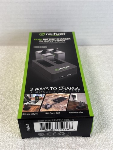 DIGIPOWER re-fuel Dual Battery Charger For GOPRO HERO5 3 Ways To Charge USB Port - Picture 3 of 3