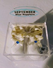 Vtg Russ Genuine Porcelain "September" Blue Sapphire Baby Booties Ornament New