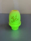 VTG UV REACTIVE Fenton Burmese PAINTED/SIGNED Floral Fairy Lamp 4.75"H