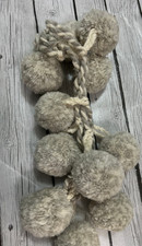 Holiday Winter  White  Gray Large Pom Pom Pompoms Garland 5 Feet