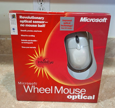 Microsoft Wheel Computer Mouse Optical White X05-87477 USB PS/2 Compatible New