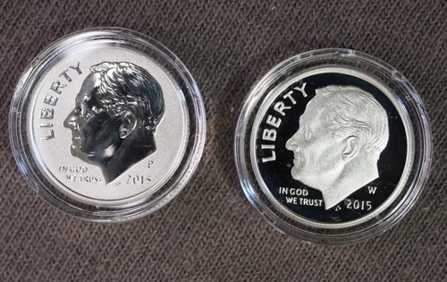 2015 W Proof and P Reverse proof silver Roosevelt dimes 10C. 75K mintage!    cc3