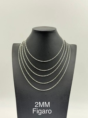 925 Sterling Silber Figarokette Halskette 2 mm 16'' Italien