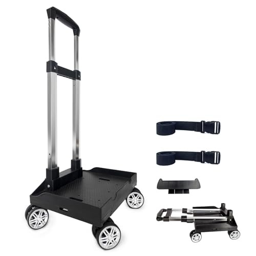 Backpack Trolley Wheeled Cart, Foldable Aluminium 4 Wheels w