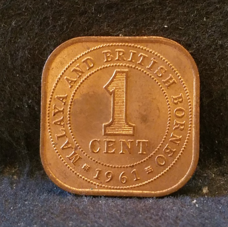 1961 British Malaya and Borneo cent, Elizabeth II, RB UNC, KM-5 (MA12)