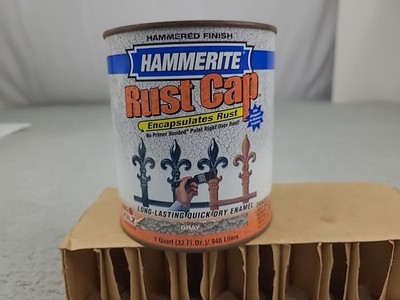 1x Hammerite Rust Cap GRAY Hammered Finish Metal Paint & Primer 1 Quart Can