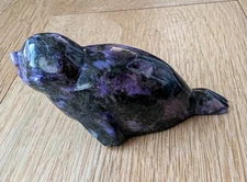 Stone Carved Solid Seal Sea Lion Figurine Nautical Beach Ocean Purple Black