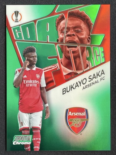 Bukayo Saka 2022-23 Topps Stadium Club Chrome UCL Goal Force Green /99 #GF-BS
