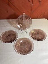 Juego de 4 platos de vidrio amatista ciruela Forte Crisa México vintage 4 ensaladas para cena