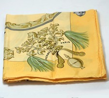 HERMES Plumes et Grelots Sciarpa Carre Piuma e Campanella Giallo Multicolore Seta U