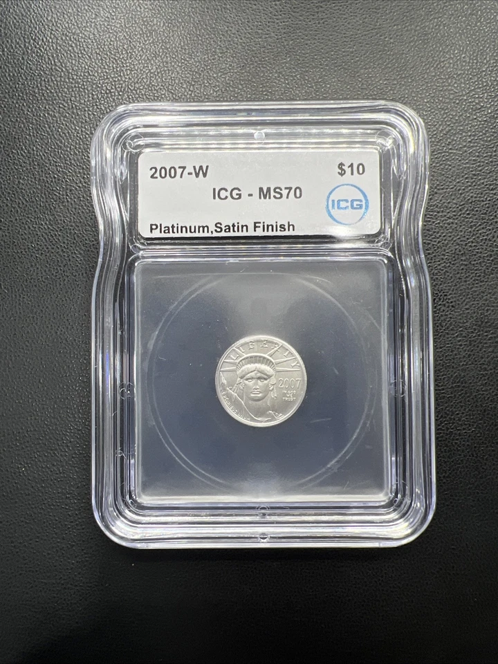 2007-W $10 1/10 oz BURNISHED PLATINUM EAGLE MS70 MS 70 SATIN FINISH - Image 2 of 4