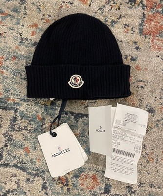 Moncler Berretto Ribbed Wool Beanie | NWT | 100% Authentic | Navy