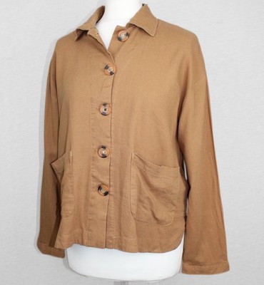 House of Bruar Linen Blend Jacket Womens UK 10 Camel Lightweight Shacket
