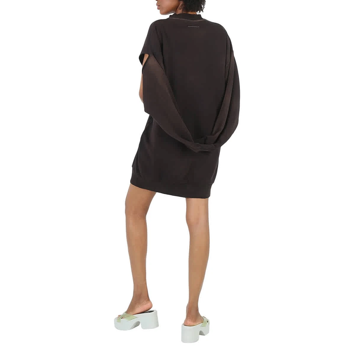 Abito donna MM6 Maison Margiela nero in felpa con maniche ritagliate taglia X Small