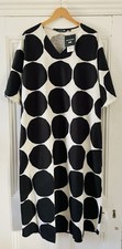 Marimekko Uniqlo Women’s Black White Kivet Spot Linen Mix Kaftan Dress XS UK 6-8