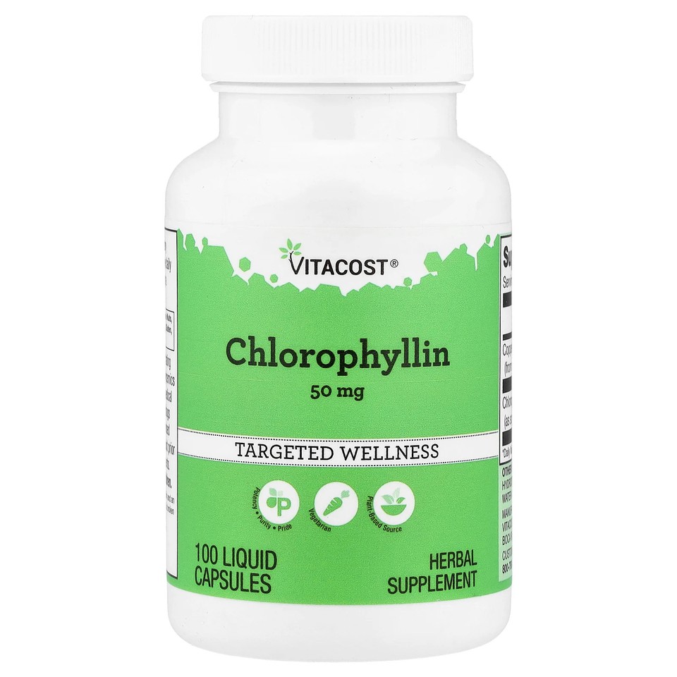 Chlorophyllin, 50 mg, 100 Liquid Capsules
