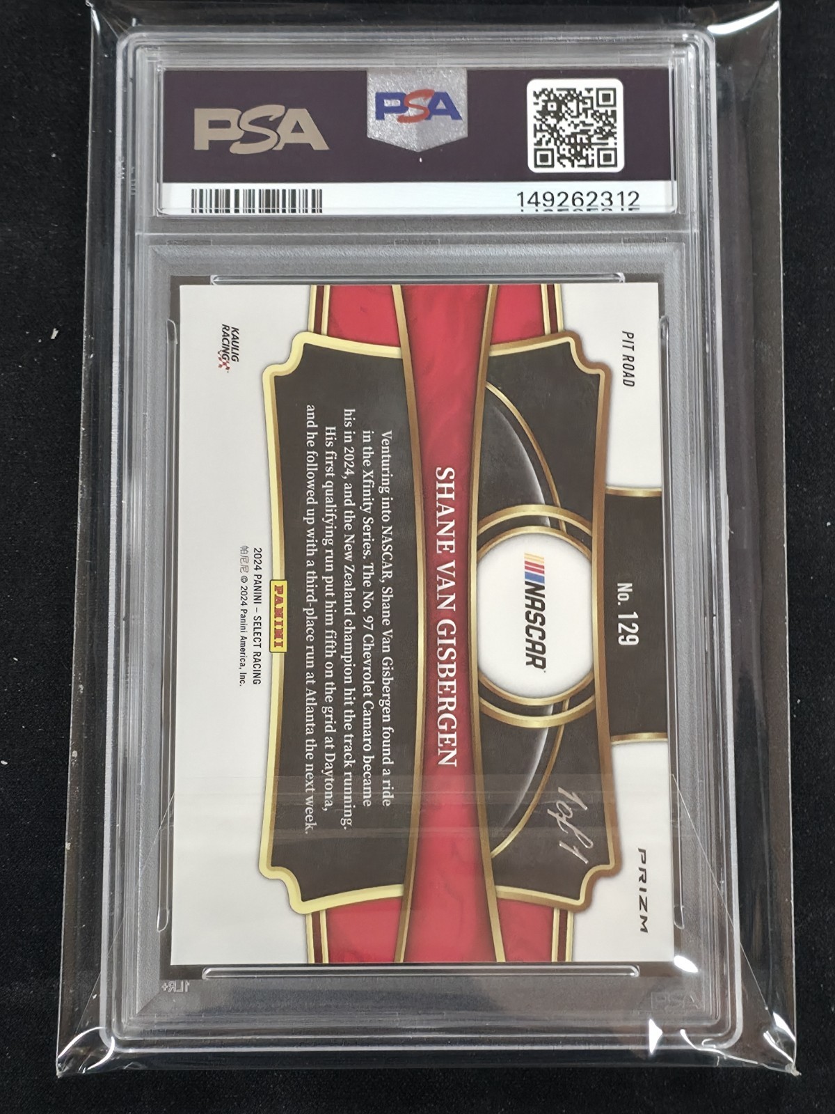 2024 Select Racing Shane Van Gisbergen  PIT ROAD ROOKIE Black Prizm 1/1 PSA 10  view 2
