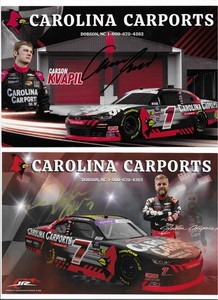 JUSTIN ALLGAIER & CARSON KVAPIL SIGNED 2025 CAROLINA CARPORTS POSTCARDS -2 for 1