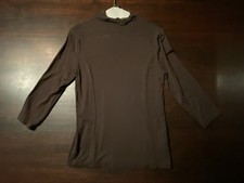 Anne Klein Women’s Fitted Chocolate Brown 3/4 Sleeve Mock Turtle Neck, Sz Small