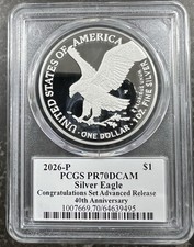 2026-P Silver Eagle Congratulations 1 Proof DCAM PCGS PR70 Advanced Release