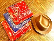 Beautiful 36 Pcs Western Style Hats  36 Pcs Paisley Bandanas.New