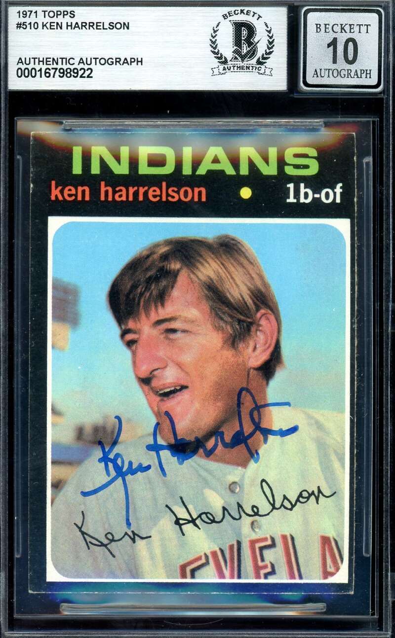 Ken Harrelson 1971 Topps Autograph Gem Mint 10 Beckett BAS Signed