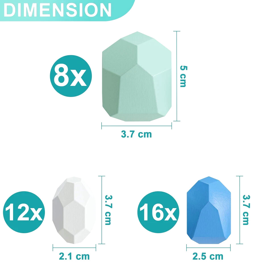 36 Piece Balancing Wooden Stone Blocks for Toddlers Multicolored Stacking Stones