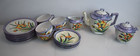Vintage Hand painted 6 Person Tea set, Teapot, serving plates Flower 21 pieces
