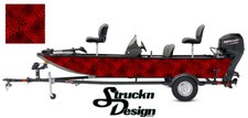 Chameleon Hexagon Camo Boat Wrap Vinyl Graphic Decal Fish Bass Fishing Dark Red