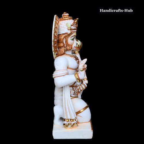 Statua Lord Hanuman 15" marmo coltivato fatto a mano scimmia Hanuman dio idolo tempio - Foto 5 di 7