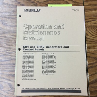 CAT Caterpillar SR4 & SR4B GENERATOR OPERATION MAINTENANCE MANUAL OPERATOR GUIDE