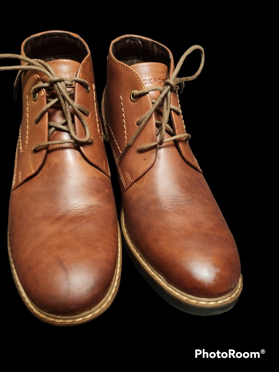 rockport leather chukka boots tan
