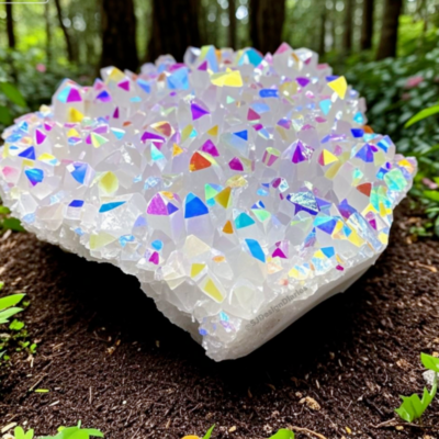 #ad 2025RARE Titanium Angel Aura Rainbow Cluster Geode Quartz Crystal Specimens $17.39