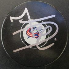 MARC DENIS SIGNED COLUMBUS BLUE JACKETS HOCKEY PUCK w/ COA