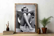 Funny Marilyn Monroe Bathroom Poster Black and White Toilet Print Bathroom Decor
