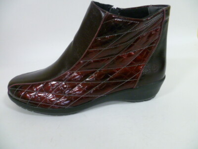 41 7,5 SUAVE Stiefelette Schuhe Reißverschluss Leder bordeaux