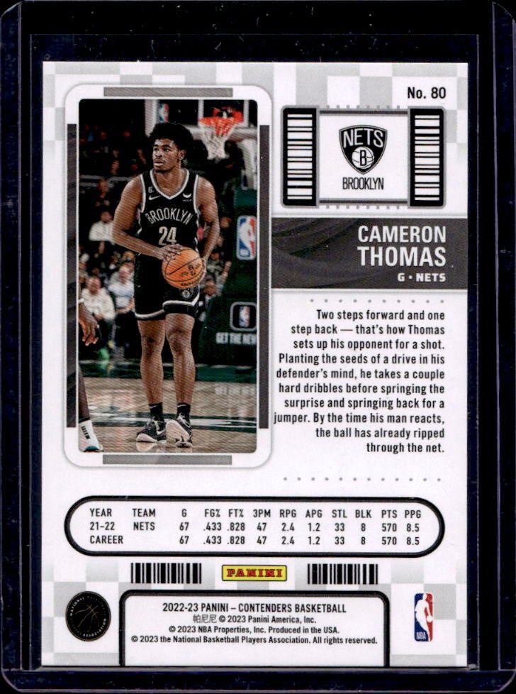 202223 Contenders Cameron Thomas Playoff Ticket 177/249 Brooklyn Nets eBay