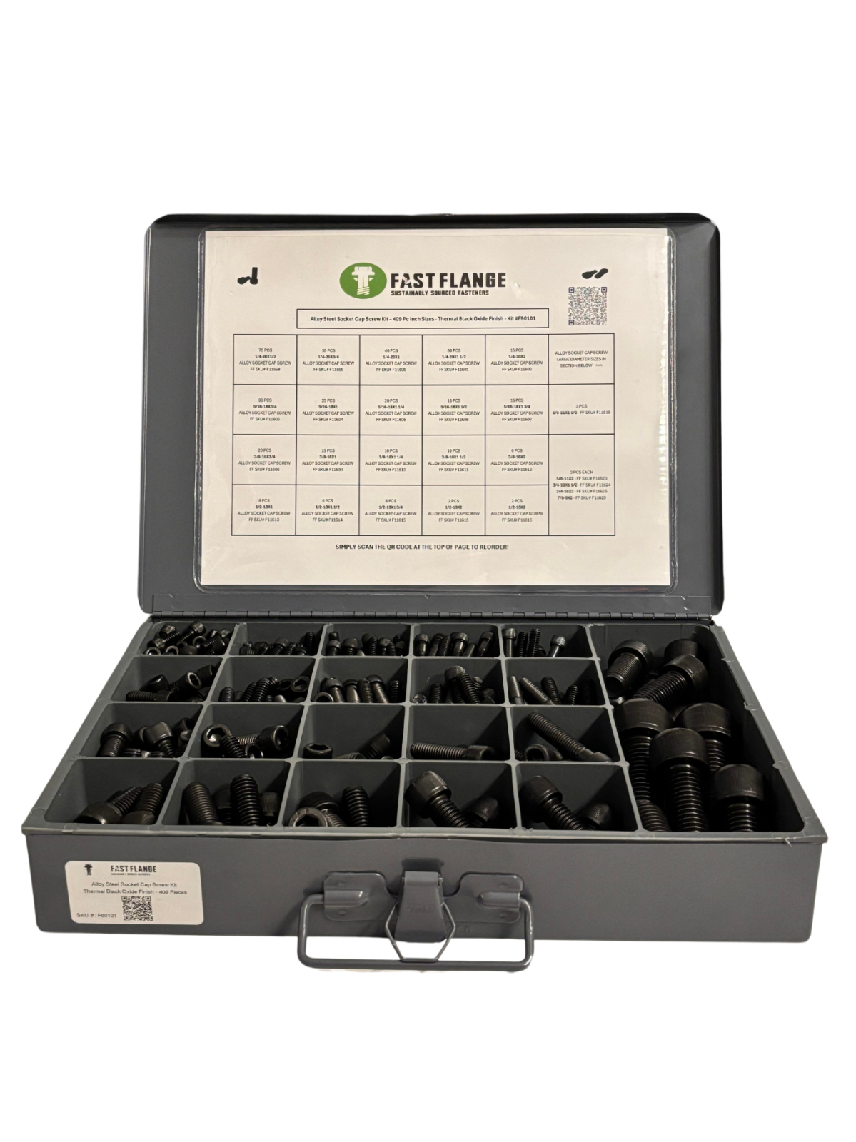 Inch Alloy Allen Socket Head Cap Screws Coarse Thread Black Oxide Kit- 409 Pcs-image