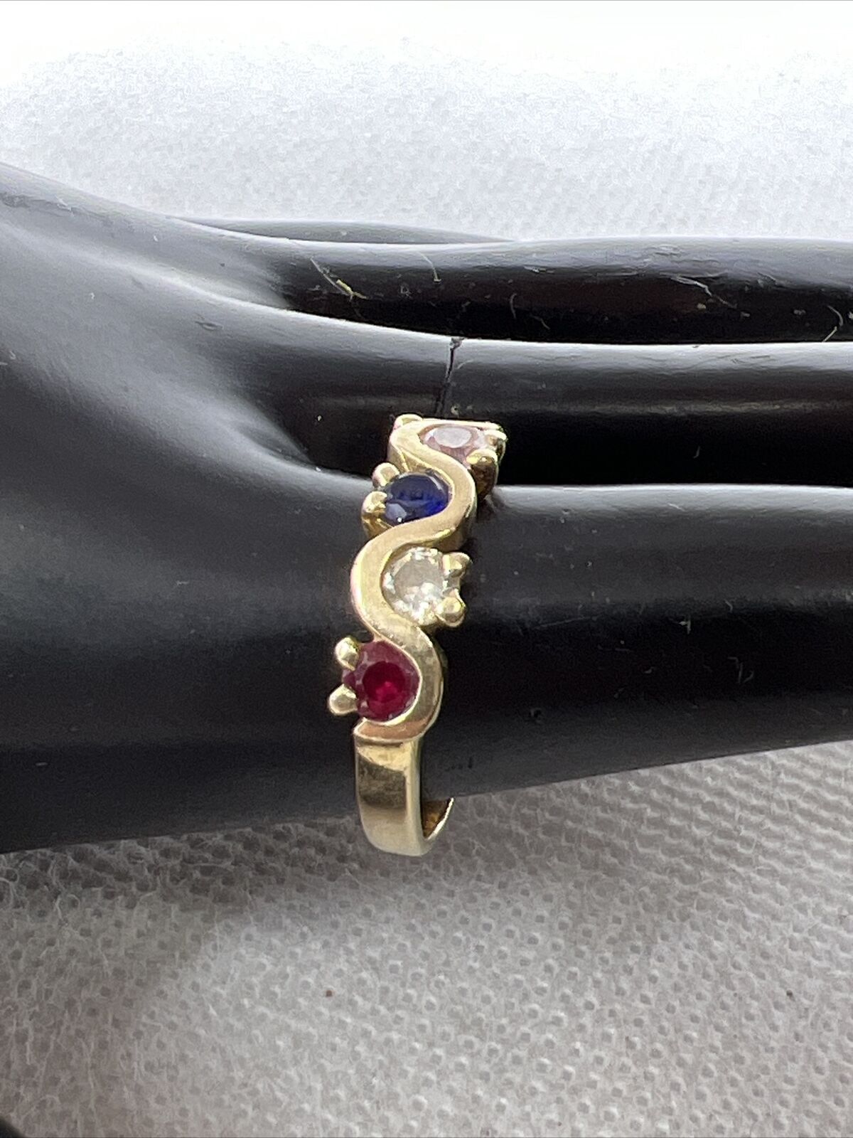 Solid 14K Yellow Gold Created Ruby & Sapphire Mul… - image 8