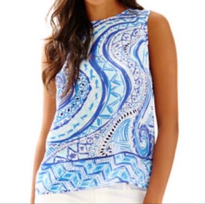 Haut Femme Lilly Pulitzer - Taille S - Manches Courtes - Tissu Lin Multicolore - Neuf Étiqueté