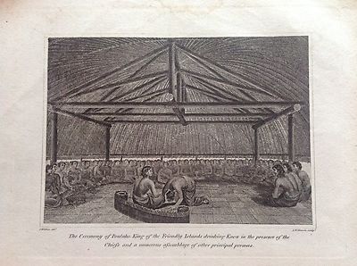 Prunk Poulaho Mit Capi König Von Friendly Inseln Radierung 1817 Cooke Polynesien
