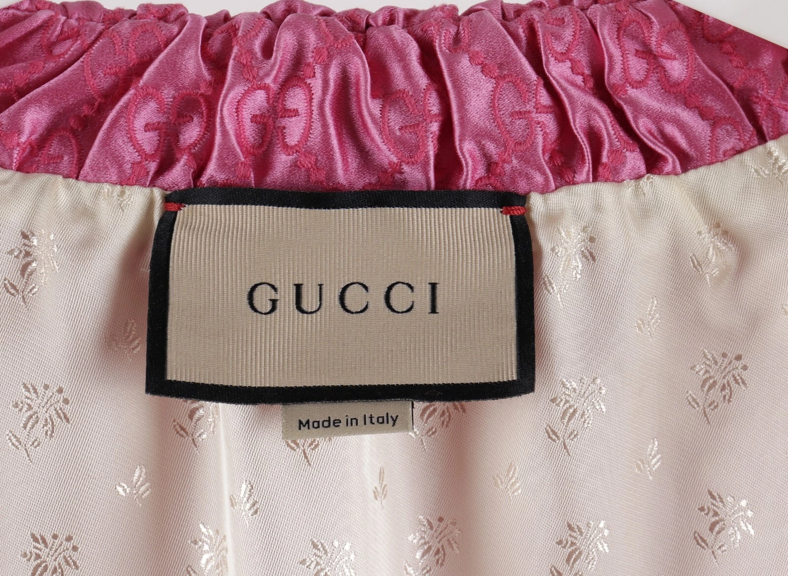 Giacca corta donna Gucci seta rosa monogramma taglia IT42